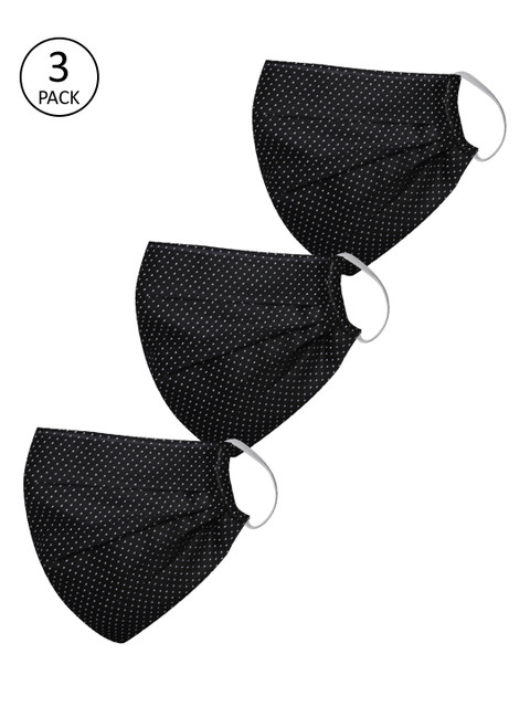 

JBN Creation Kids Pack of 3 Printed 2 -Ply Reusable Protective Outdoor Cotton Masks, Black