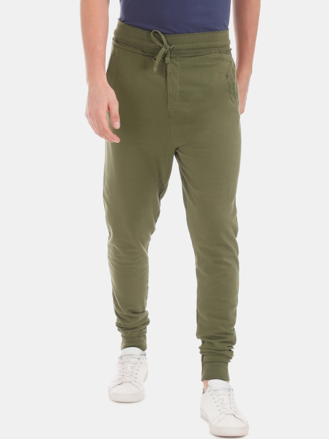 

Colt Men Olive Green Solid Slim-Fit Joggers