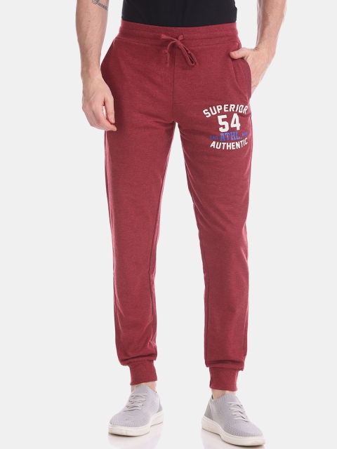 

Colt Men Maroon Printed Slim-Fit Knitted Joggers