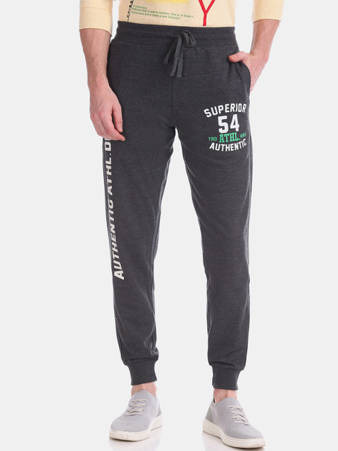 

Colt Men Charcoal Grey Printed Slim-Fit Knitted Joggers