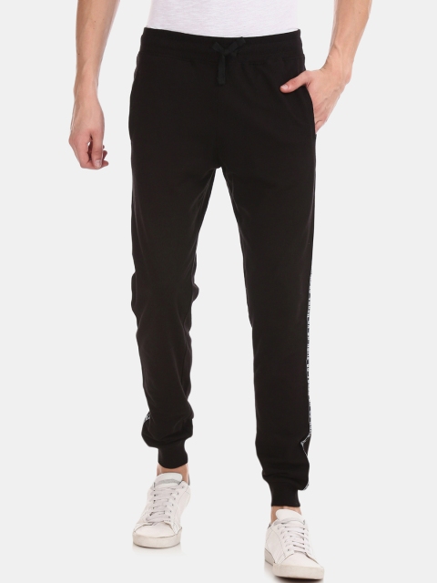 

Colt Men Black Solid Contrast Taping Straight-Fit Joggers