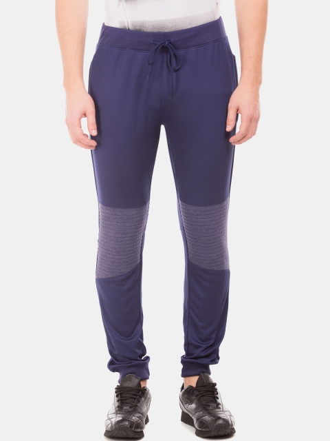 

Colt Men Blue Solid Quilted Panel Straight-Fit Active Joggers
