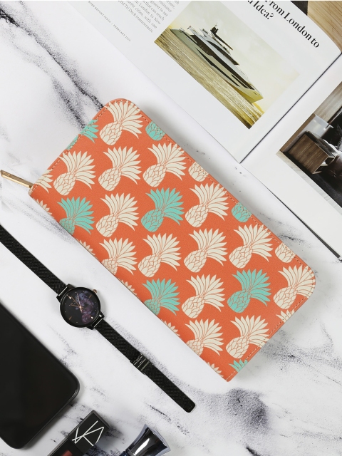 

India Circus by Krsnaa Mehta Women Orange & Beige Colorblocked Zip Around Wallet