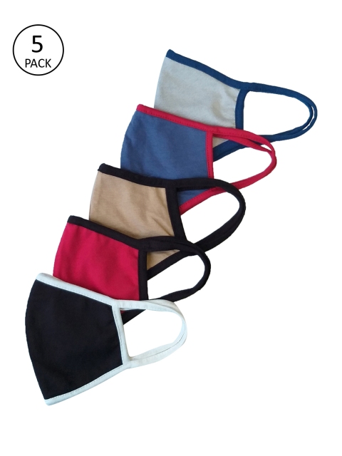 

Aditi Wasan Unisex 5 Pcs 3 Ply Face Masks, Red