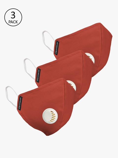 

DENNISON Unisex Pack Of 3 Orange 2-Ply Water & Stain Repellent Reusable Outdoor Mask, Rust