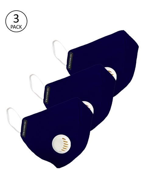

DENNISON Navy Blue Pack of 3 2 Ply Outdoor Protective Masks With Valve Filter