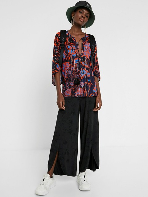 

Desigual Women Navy Blue & Orange Printed Kaftan Top