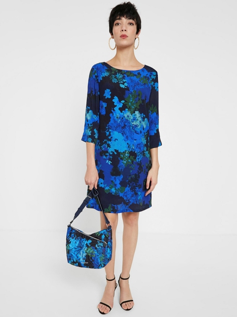 

Desigual Women Blue Floral Printed Sheath Dress