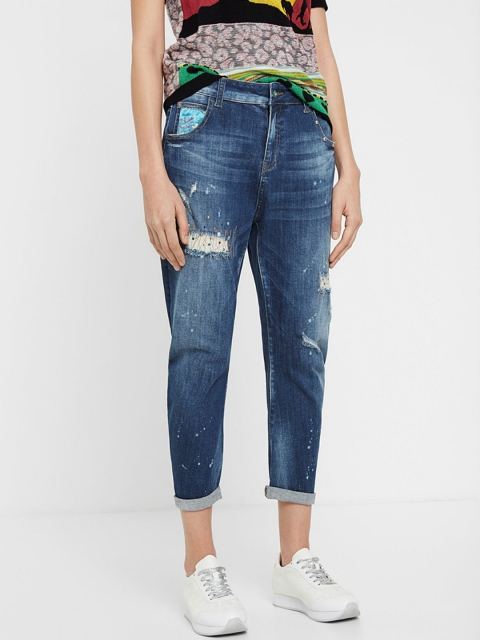 

Desigual Bohemian Style Key Distressed Jeans, Blue