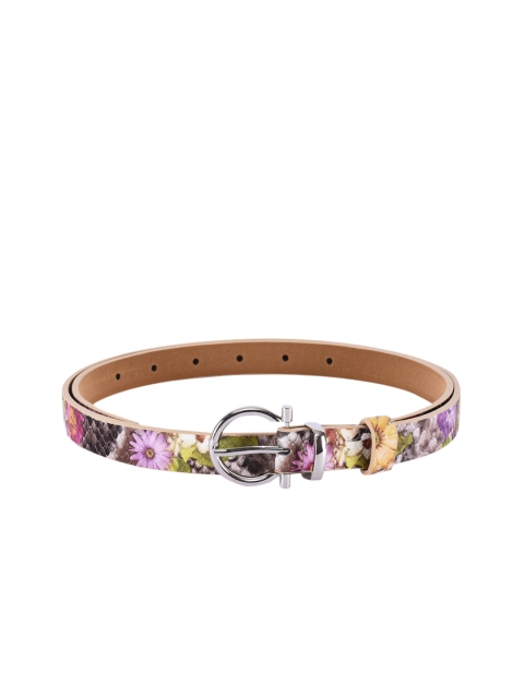 

BuckleUp Women Purple & Yellow Floral Printed Belt
