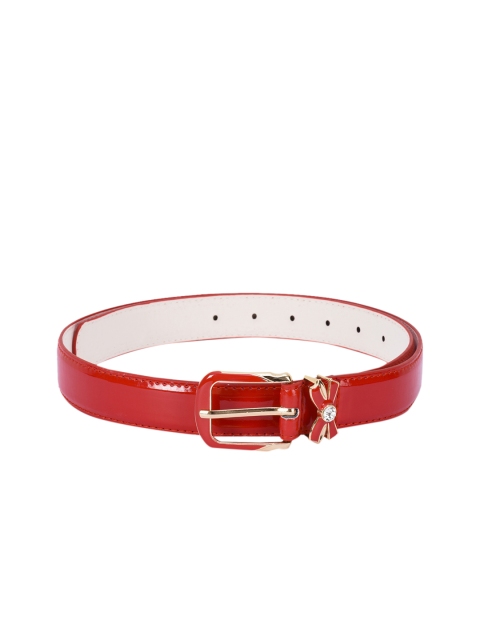 

BuckleUp Women Red & White Solid Belt