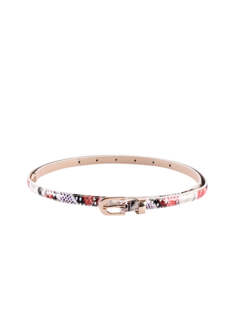 

BuckleUp Women White & Red Snake-Skin Printed Belt