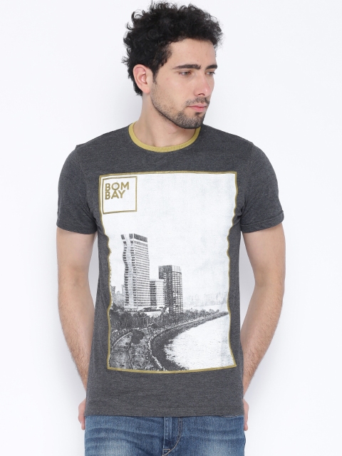 

Riot Charcoal Grey Printed T-shirt