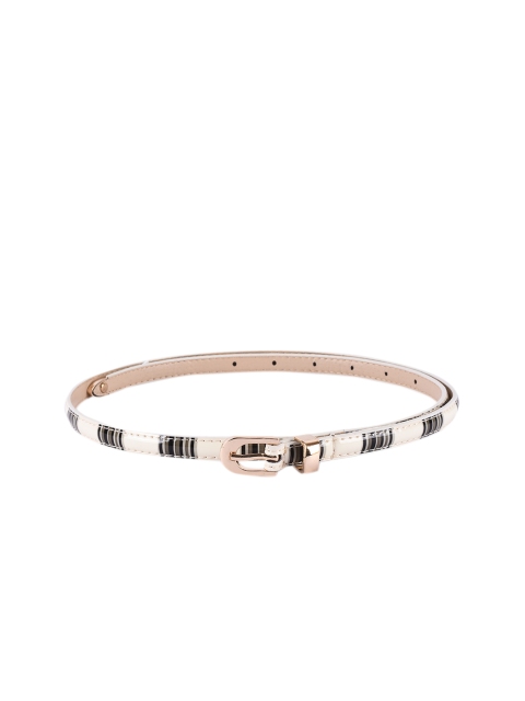 

BuckleUp Women Off-White & Black Striped Belt