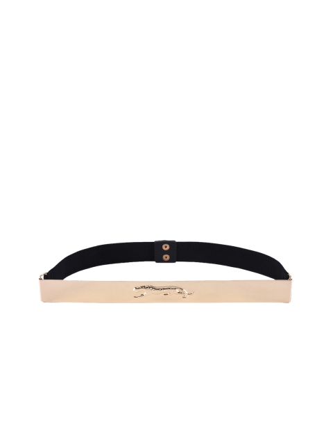 

BuckleUp Women Black & Muted Gold-Toned Solid Belt