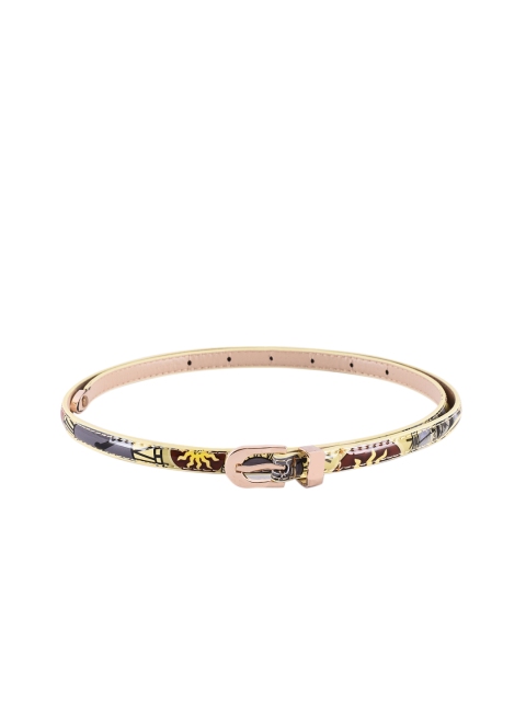 

BuckleUp Women Brown & Yellow Printed Belt