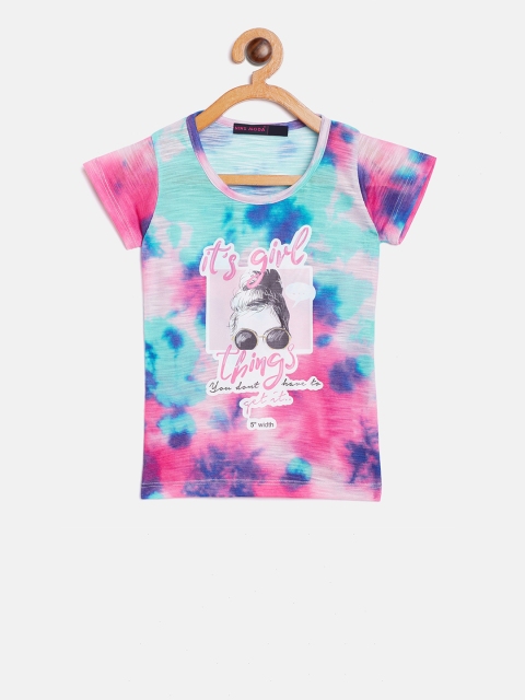 

Nins Moda Girls Blue & Pink Dyed Top