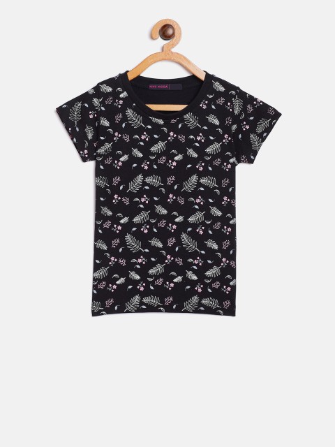 

Nins Moda Girls Black Printed Top