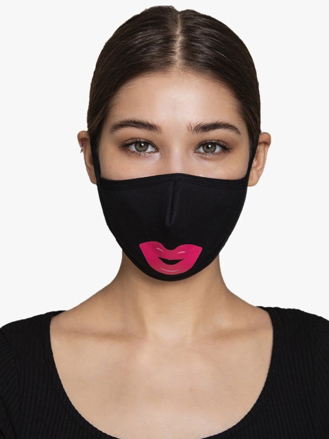 

Clovia Unisex Black Reusable 3 Ply Lip Print Face Mask