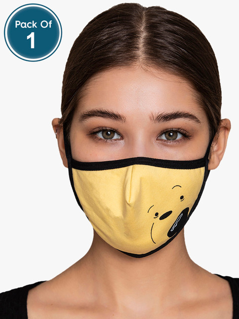 

Clovia Unisex Yellow Reusable 3 Layer Printed Face Mask