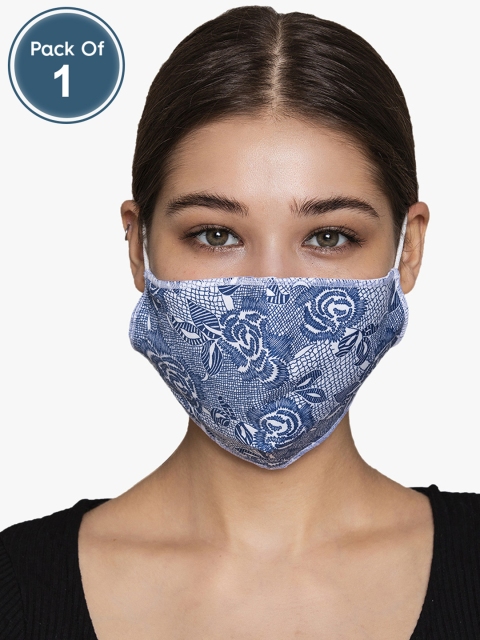 

Clovia Unisex Blue & White Floral Print 3-Ply Reusable Face Mask
