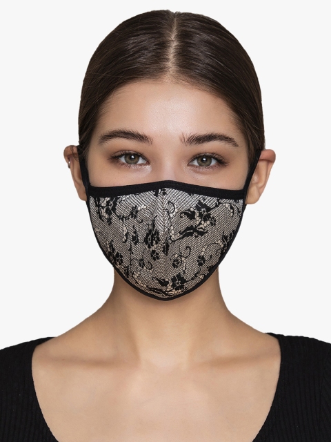 

Clovia Adults Black & Beige Self-Design Reusable 3-Layer Outdoor Mask