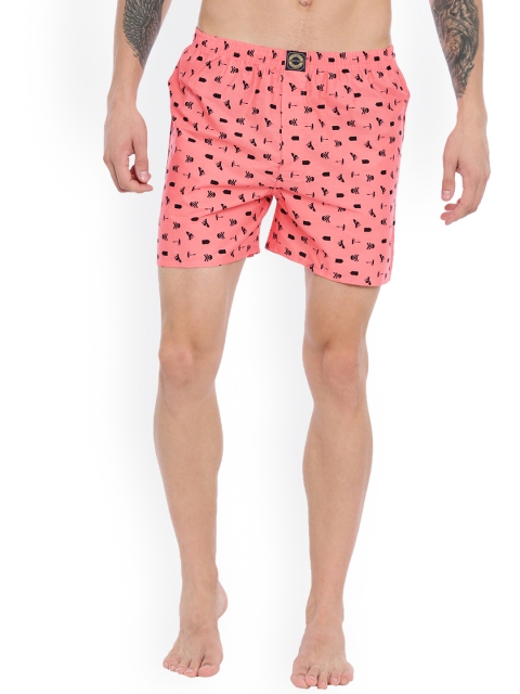 

Joven Men Peach-Coloured & Black Printed Pure Cotton Boxers JB1P-DN
