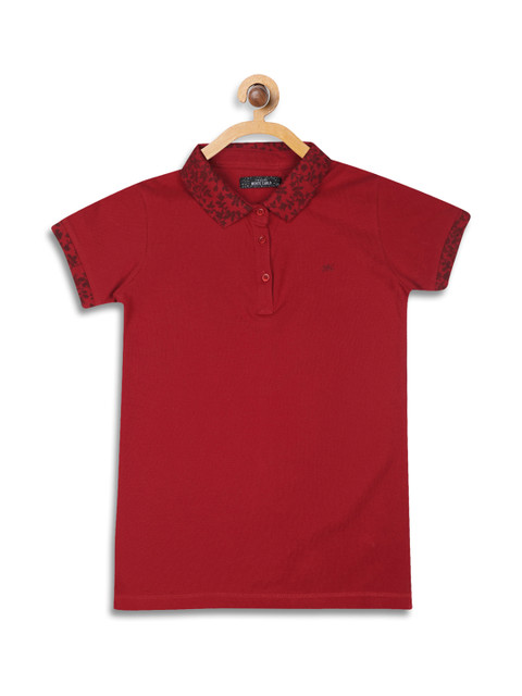 

Monte Carlo Girls Maroon Solid Polo Collar T-shirt