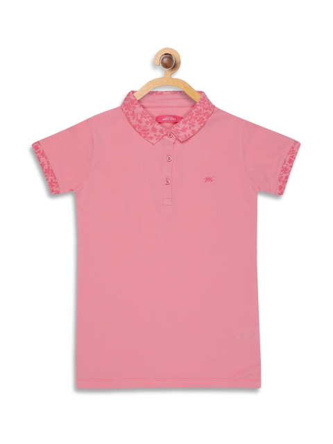 

Monte Carlo Girls Pink Solid Polo Collar T-shirt