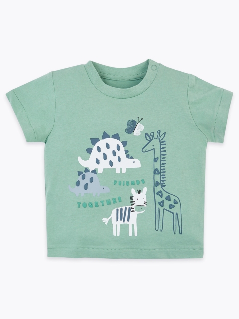 

Marks & Spencer Boys Green & White Conversational Print Round Neck T-shirt