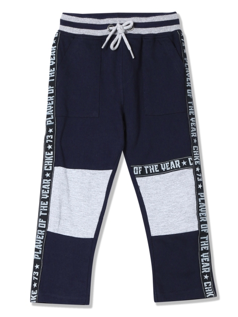

Cherokee Boys Navy Blue & Grey Colourblocked Panelled Track Pants