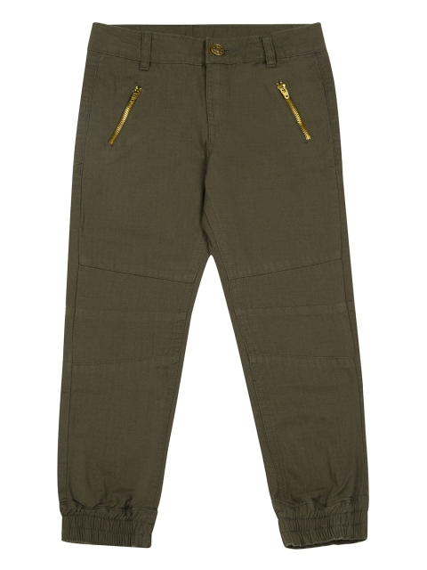 

Cherokee Boys Olive Green Regular Fit Solid Joggers
