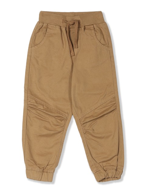 

Cherokee Boys Brown Solid Straight-Fit Woven Joggers