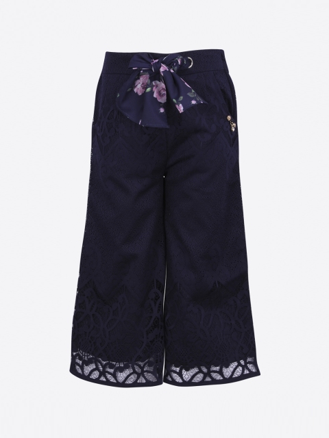 

CUTECUMBER Girls Navy Blue & Pink Smart Regular Fit Self Design Culottes