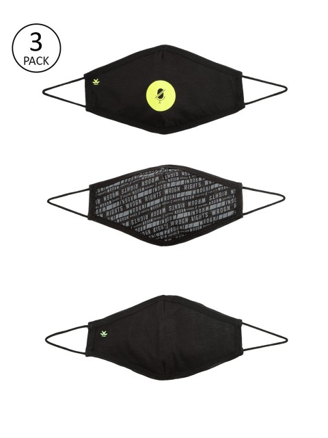 

WROGN Unisex Pack of 3 Reusable 3-Layer Protective Outdoor Face Masks, Black