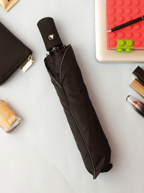 

House Of Accessories Unisex Black Solid Two-Fold Umbrella