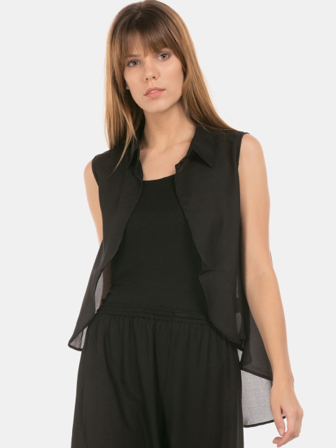 

Sugr Women Black Solid Open Front Shrug