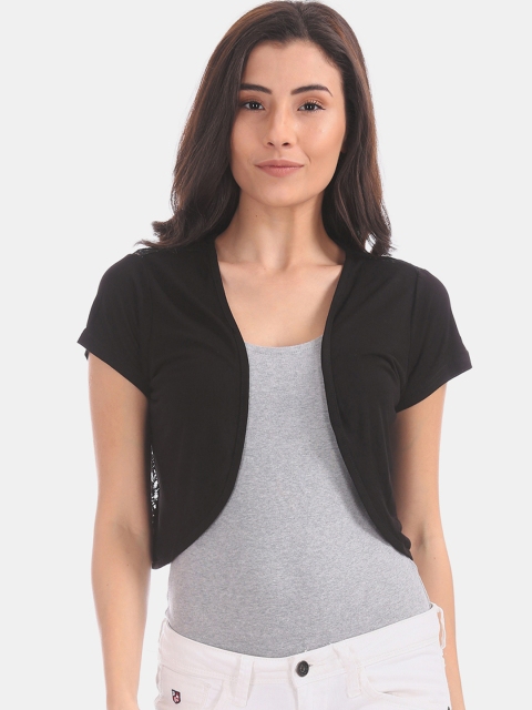 

Sugr Women Black Solid Open Front Shrug