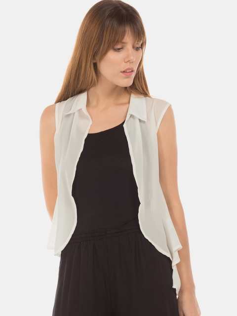 

Sugr Women White Solid Open Front Shrug