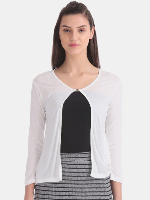 

Sugr Women White Solid Open Front Shrug