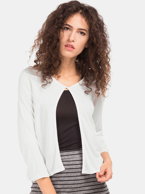 

Sugr Women White Solid Open Front Shrug