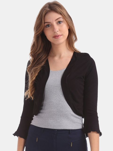 

Sugr Women Black Solid Open Front Shrug