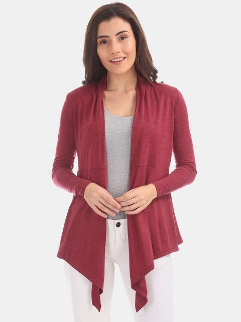 

Sugr Women Red Solid Open Front Shrug