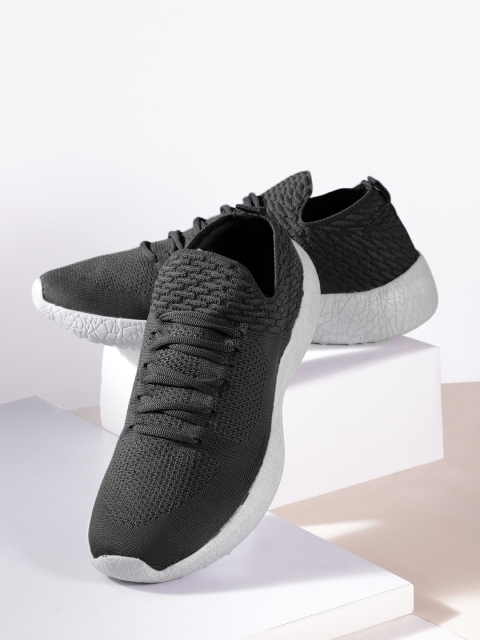 

Crew STREET Men Black Woven Design Running Shoes