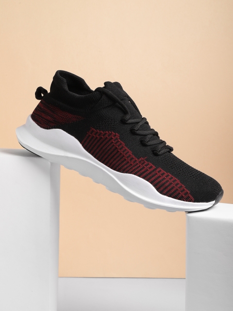 

Crew STREET Men Black & Red Woven Design Running Shoes