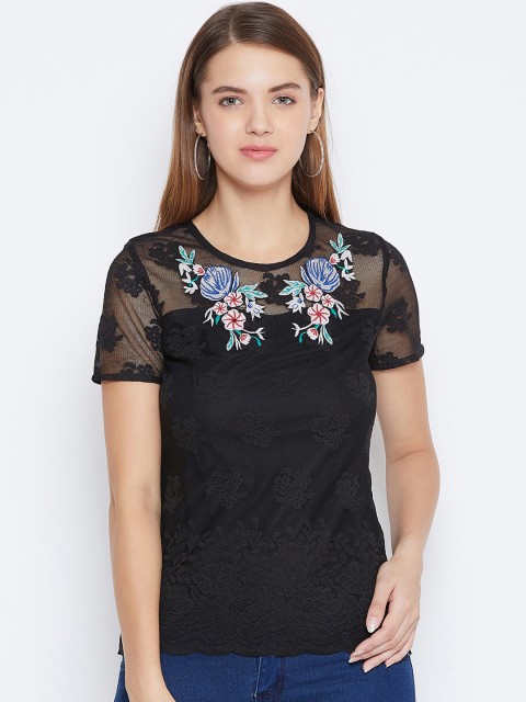 

DODO & MOA Women Black Self Design Top