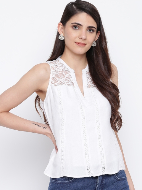 

DODO & MOA Women White Self Design A-Line Top