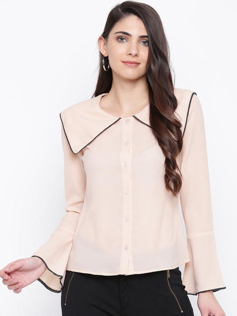 

DODO & MOA Women Nude Solid Layered Top