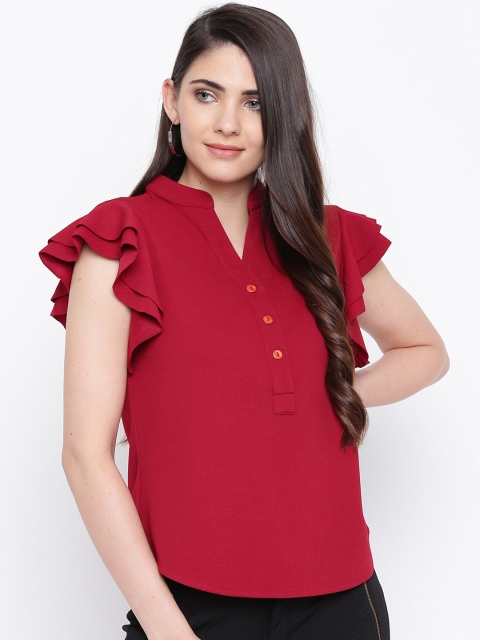 

DODO & MOA Women Maroon Solid Top