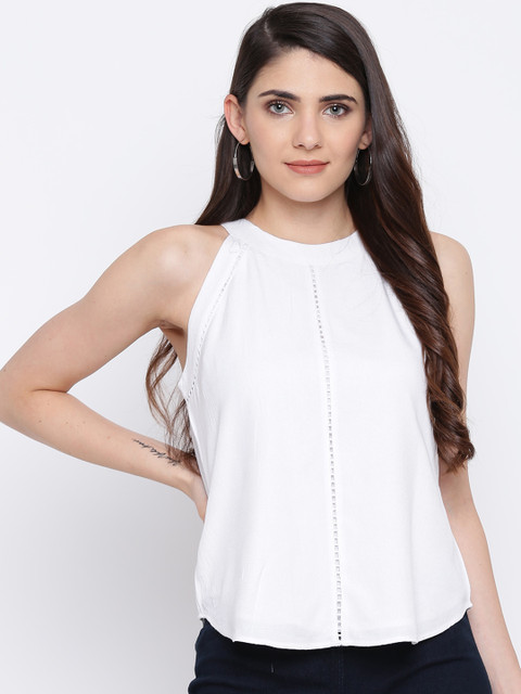 

DODO & MOA Women White Solid A-Line Top